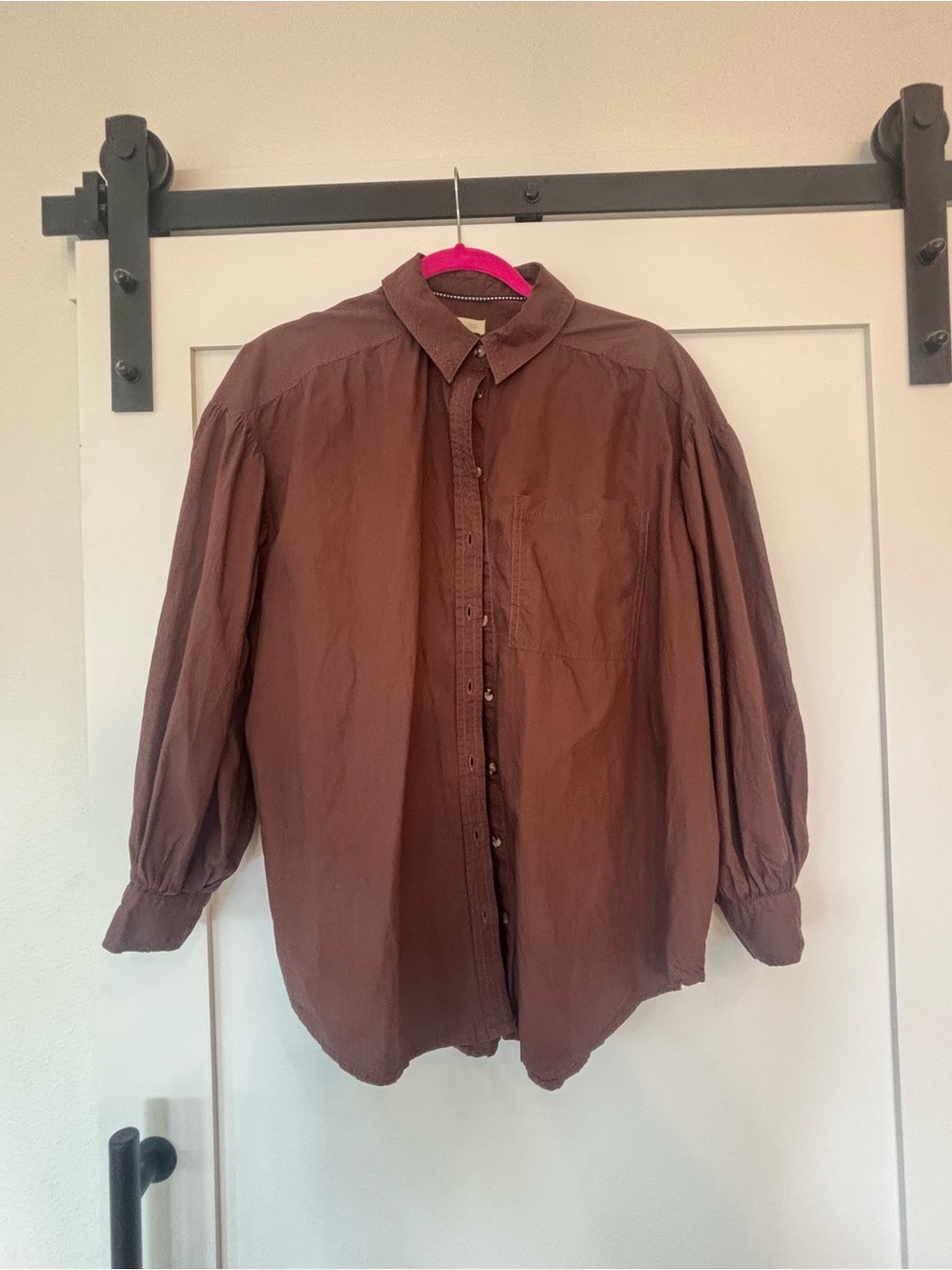 PILCRO oversized Button-Down Shirt in Chocolate Brown
